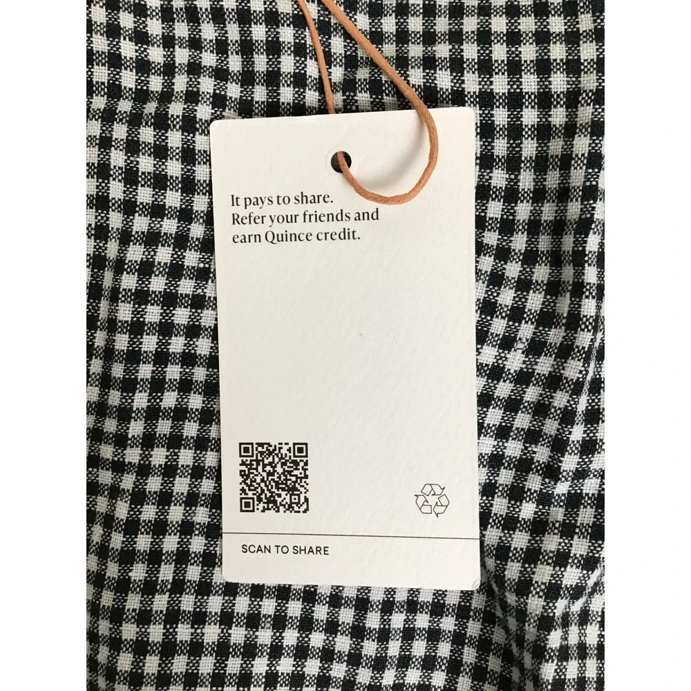 Quince Women's Classic Mini Gingham European Linen Cropped Tank Top Size M NWT - Picture 9 of 11